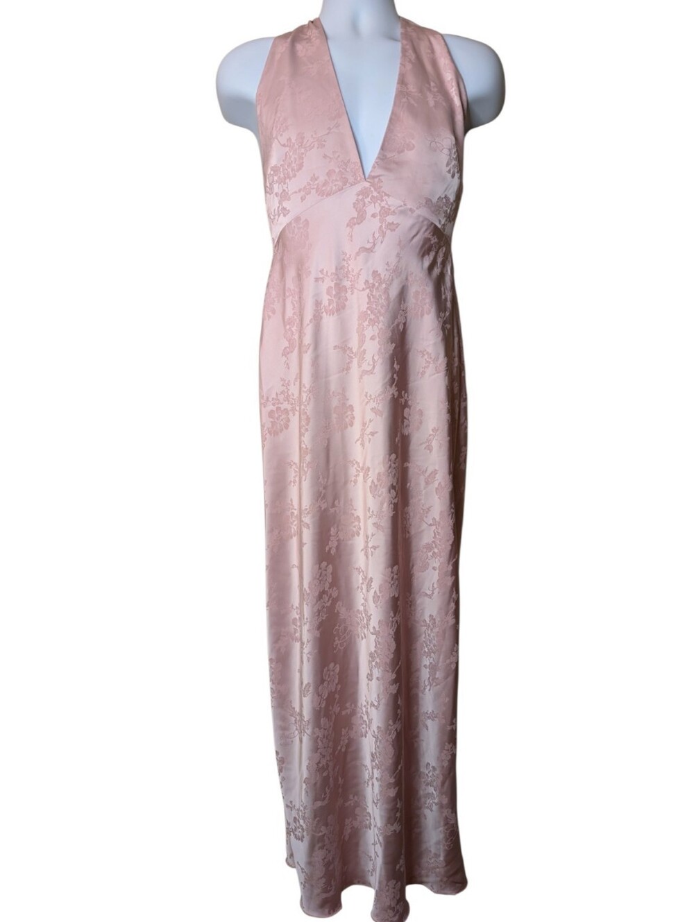 Park & Fifth Empire Halter Maxi Dress Blush Pink Floral Jacquard formal Coquette